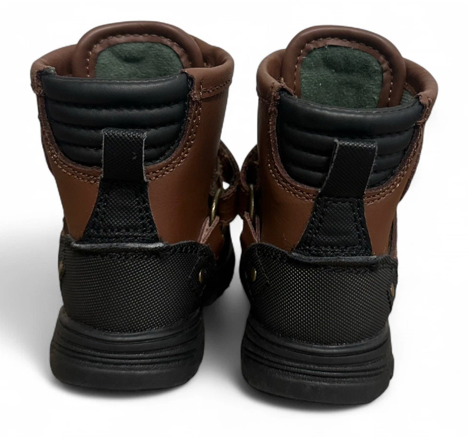 NUEVAS Botas de Bebé Polo Ralph Lauren Conquered Hi Infantil Talla 5 Cuero Puntera Tapada Foto 3 de 4