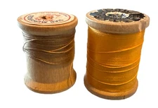 Vintage American Thread Co Star Wooden Spools Mercerized Cotton Thread Lot of  2