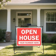 22" x 18" 2 UNITS BLACK Double-Sided Folding  Metal A-Frame ，Sidewalk Sign Frame