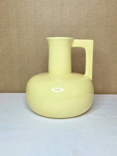 Yellow Ceramic Bud Vase MCM Sculptural Modern Square Handle 6" Pottery Vintage