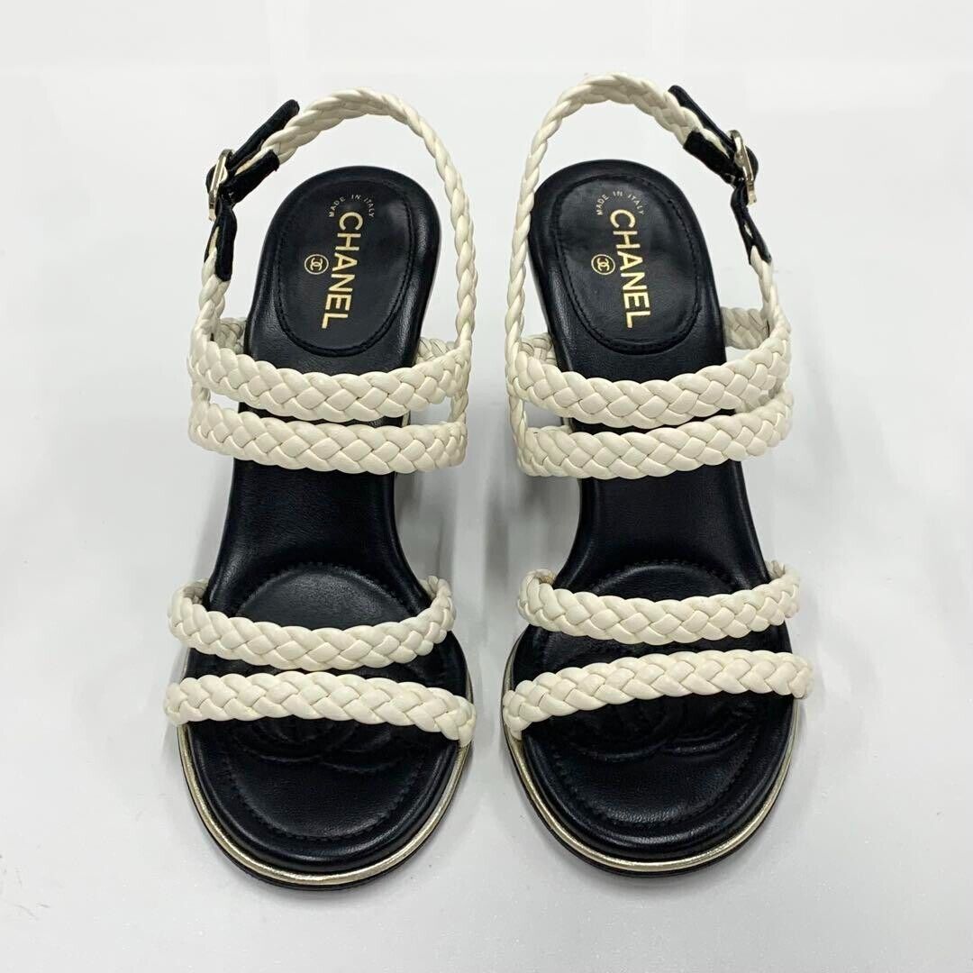 CHANEL lambskin Coco mark Wedge Sole Sandals Mules Pumps CHANEL lambskin Coco mark Wedge Sole Sandals Mules Pumps