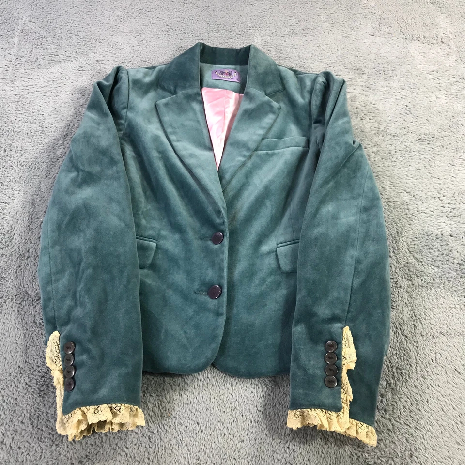 Blazer Juicy Couture para mujer 8 chaqueta de terciopelo diseño romántico victoriano encaje Foto 3 de 4