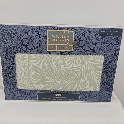 William Morris LARKSPUR TONAL ~ SAGE King Pillowcases Set of 2