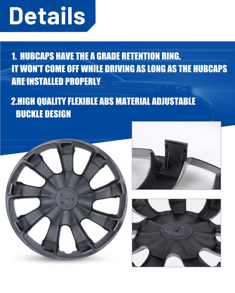 Paquete de 4 cubiertas de rueda de laca plateada de 14" tapacubos a presión para Hyundai Accent R14 Foto 3 de 4