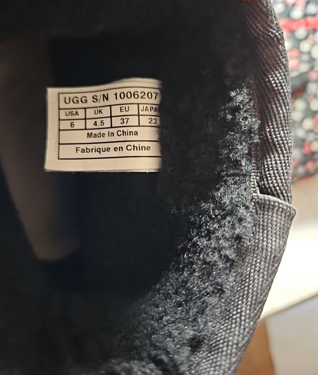 I Love UGG Boots Black Floral Suede Snow Booties Women's Size 6