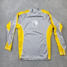 T&C Surf Designs Rash Guard Swim Shirt Mens Small Gray Yellow Long Sleeve