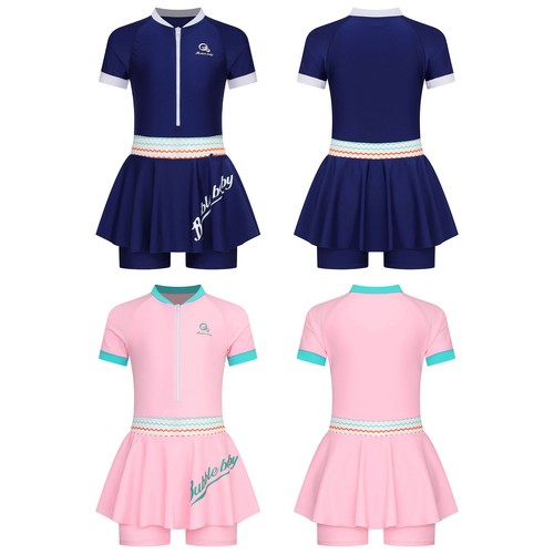 Girls Rash Guard Sport Swimwear Gymnastic Swimsuit Quick Dry One Piece Anti-UV - Picture 3 of 22