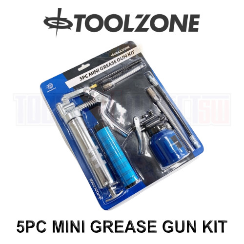 Toolzone 5PC Manual Grease Gun Lever Pistol Grip 3oz cartridge & Oil Can Set