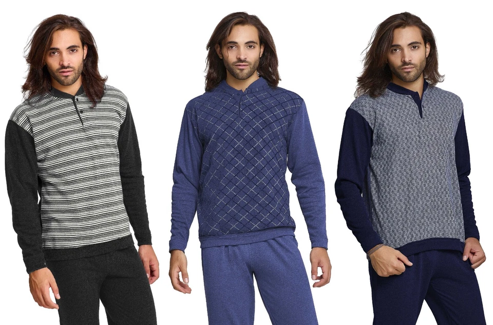 Pigiama UOMO caldo cotone NAUTICA invernale punto milano felpato 12 colori