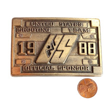 United States Shooting Team 1988 Belt Buckle XXIV Olympiad Seoul Korea Brass EUC