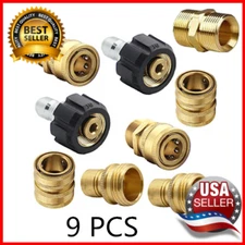 9Pc Pressure Washer Adapter Set Quick Disconnect Kit M22 Swivel to 3/8'' Connect