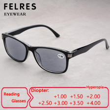 Men Women Classic Square Tinted Reading Glasses Gray Lens Outdoor Sunglasses New