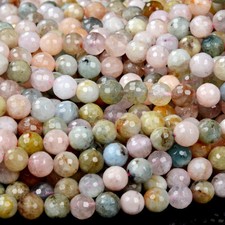 8MM Natural Morganite Gemstone Micro Faceted Round Loose Beads D400 