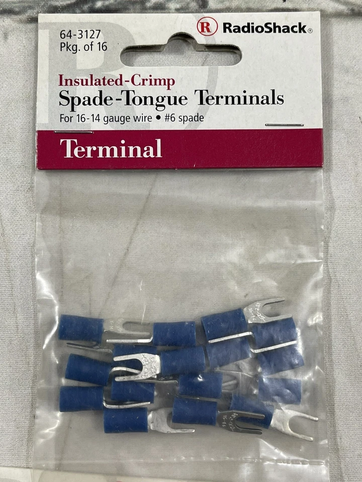 Radio Shack Insulated Fork Tongue Terminals 16-14 AWG #6 Screw 10 bags of 16 - Image 2 of 3