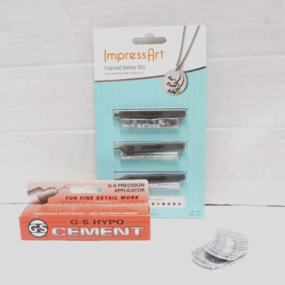 ImpressArt Crystal Setter Kit Metal Punches & Crystals AND Tags plus Cement