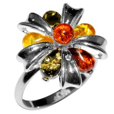 3.35g Authentic Baltic Amber 925 Sterling Silver Ring Jewelry N-A7320 s.5