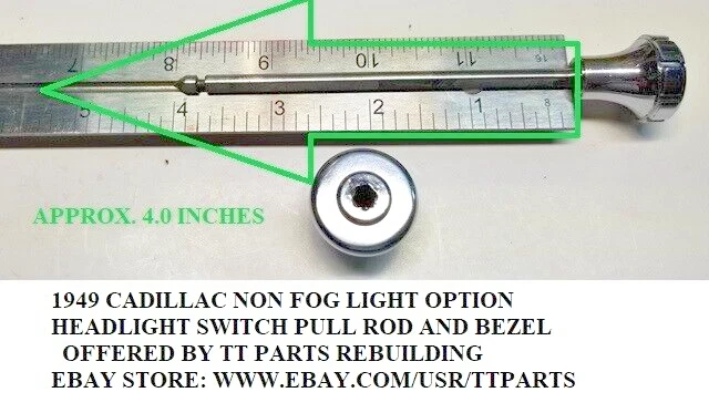 Interruptor de faros Cadillac 1949 opción luz antiniebla varilla de tracción y bisel Foto 2 de 4