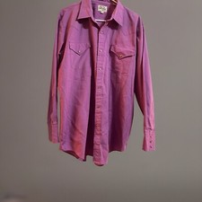 Vintage Ely Cattleman Western Shirt Purple Pearl Snap Buttons Size 16/32
