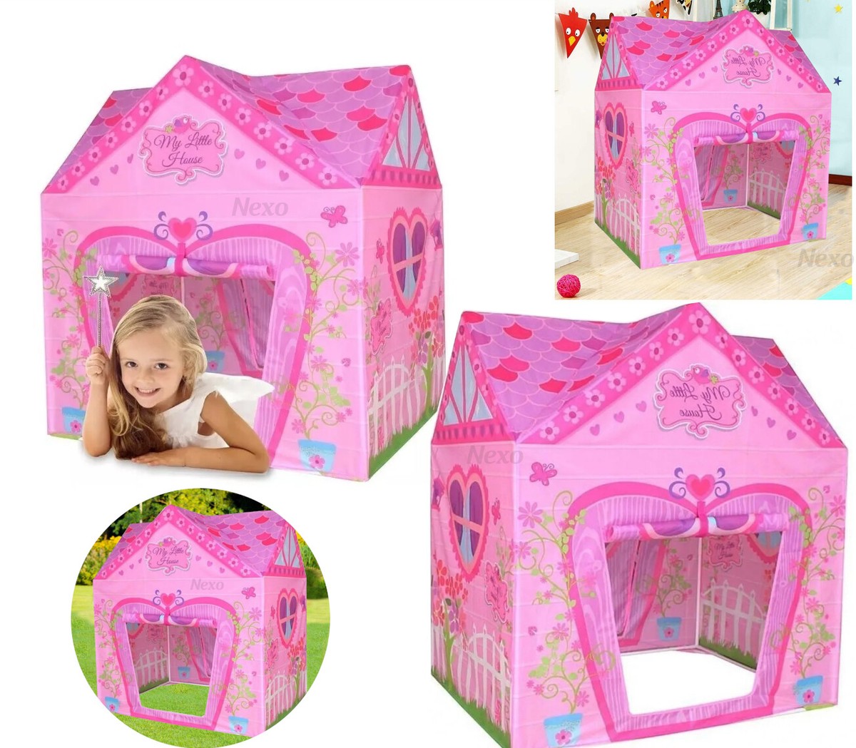 Tenda Da Gioco Per Bambini Con Luci A Stella - Rosa Per Interni Ed Esterni - Foto 9