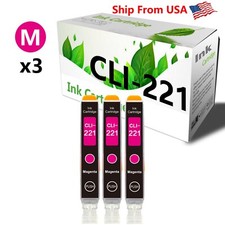 3PK,Magenta CLI221 Ink Cartridge CLI-221 for PIXMA MP620 MP630 MP640 Printer