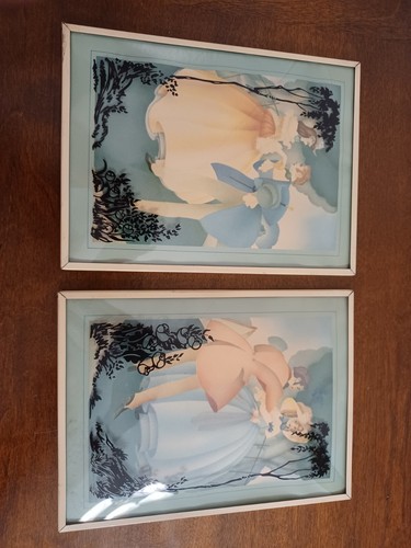 VINTAGE SILHOUETTES REVERSE PAINTING BUBBLE GLASS LADY'S AND GENTLEMAN'S PAIR - 第 1/8 張圖片