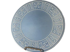 Set Of 2 Dinner Plates "Margherita" Teal Design by Antonia Campi for S. C Ginori