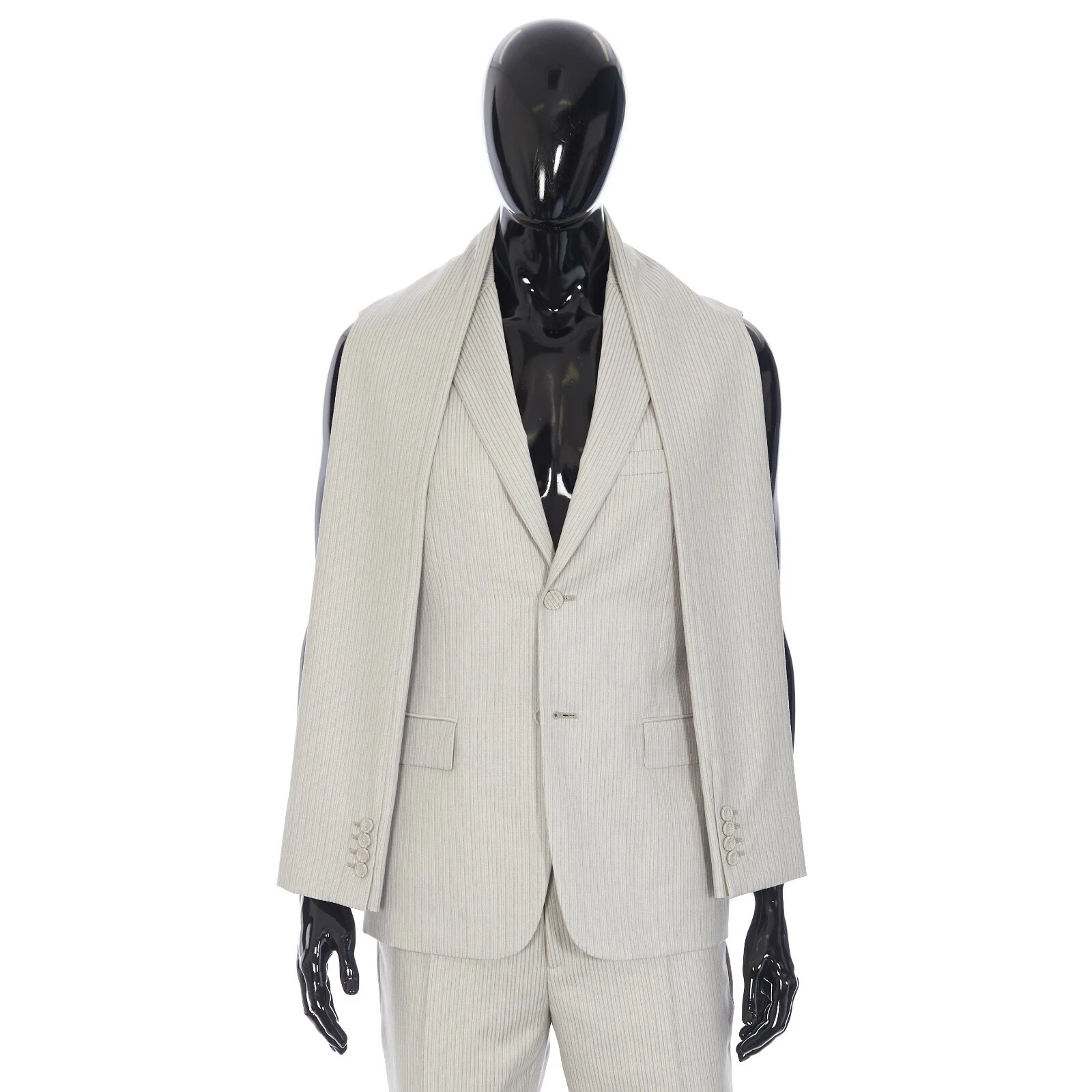 Veste sans manches rayée DIOR en sergé de laine beige avec écharpe
