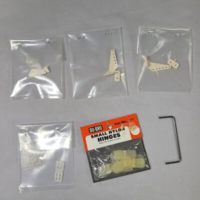 Lot of RC Plane Parts - DU-BRO No 119 Nylon Hinges (15) + Flex Hinges (6) + More