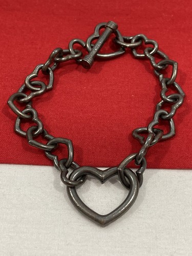 sterling silver heart toggle bracelet