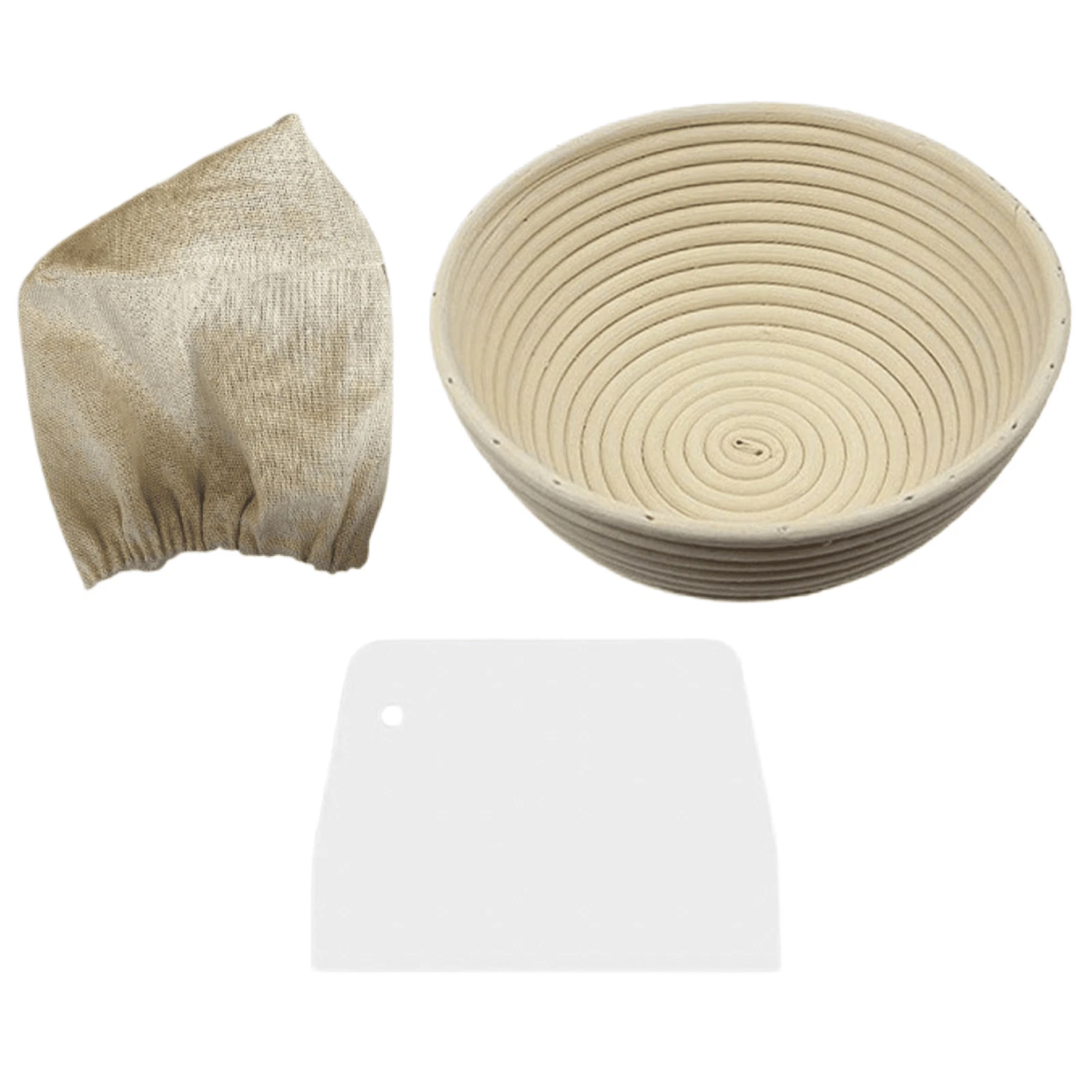 Banneton Bread Proofing Basket 9" Oval Rattan Sourdough Basket Dough Scraper