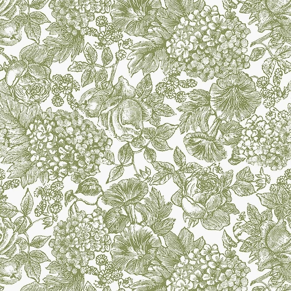 Laura Ashley 121080 Louise Moss Green Floral Print Nonwoven Strippable Wallpaper - Image 3 of 4