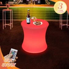 LED Light Cube Stools Chair 16 Colors Changing Rechargeable w/Remote Control