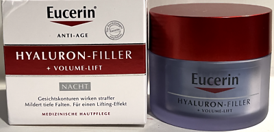 Eucerin HYALURON-FILLER +Volume-Lift Nachtcreme – Anti-Falten Pflege, 50 Ml