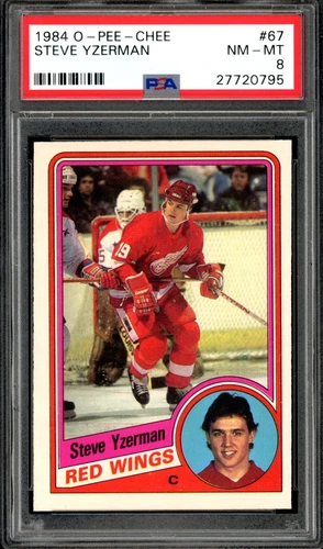 1984 OPC O-pee-chee Hockey #67 Steve Yzerman HOF Rookie PSA 8 NM-MT Redwings RC