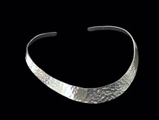 Hand Hammered Sterling Silver Torc Collar Necklace