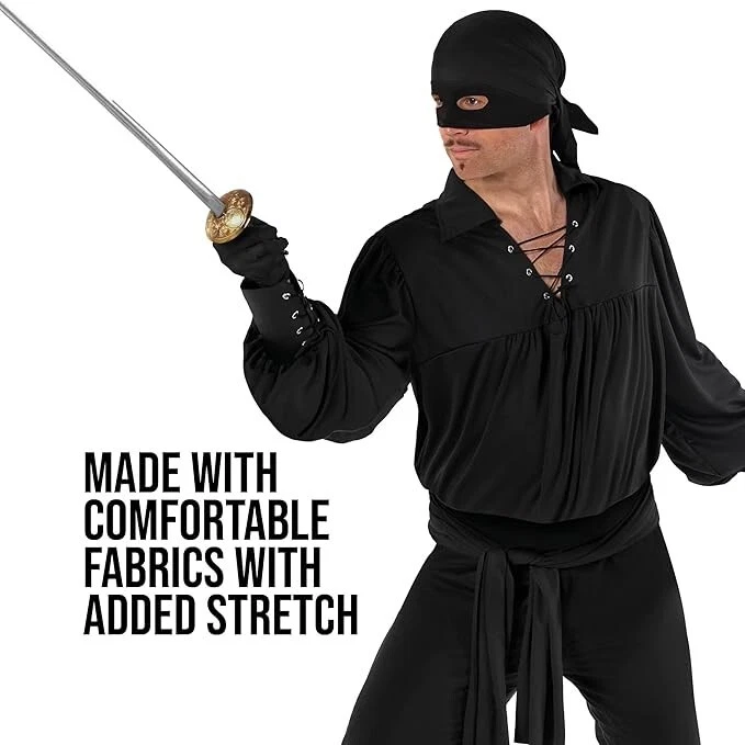 Disfraz Hombre El Zorro Adulto Enmascarado Bandido Vigilante Héroe M - 3XL Halloween Foto 4 de 4