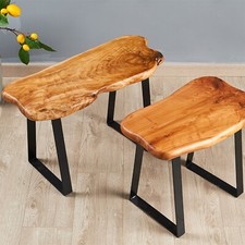 Rustic Hand Carved Wood Natural Edge Entryway Accent Bench Live Edge Wood Bench