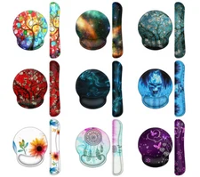 Gaming Round Base Mouse Pad Wrist Support & Keyboard Wrist Pad - Combo Set 