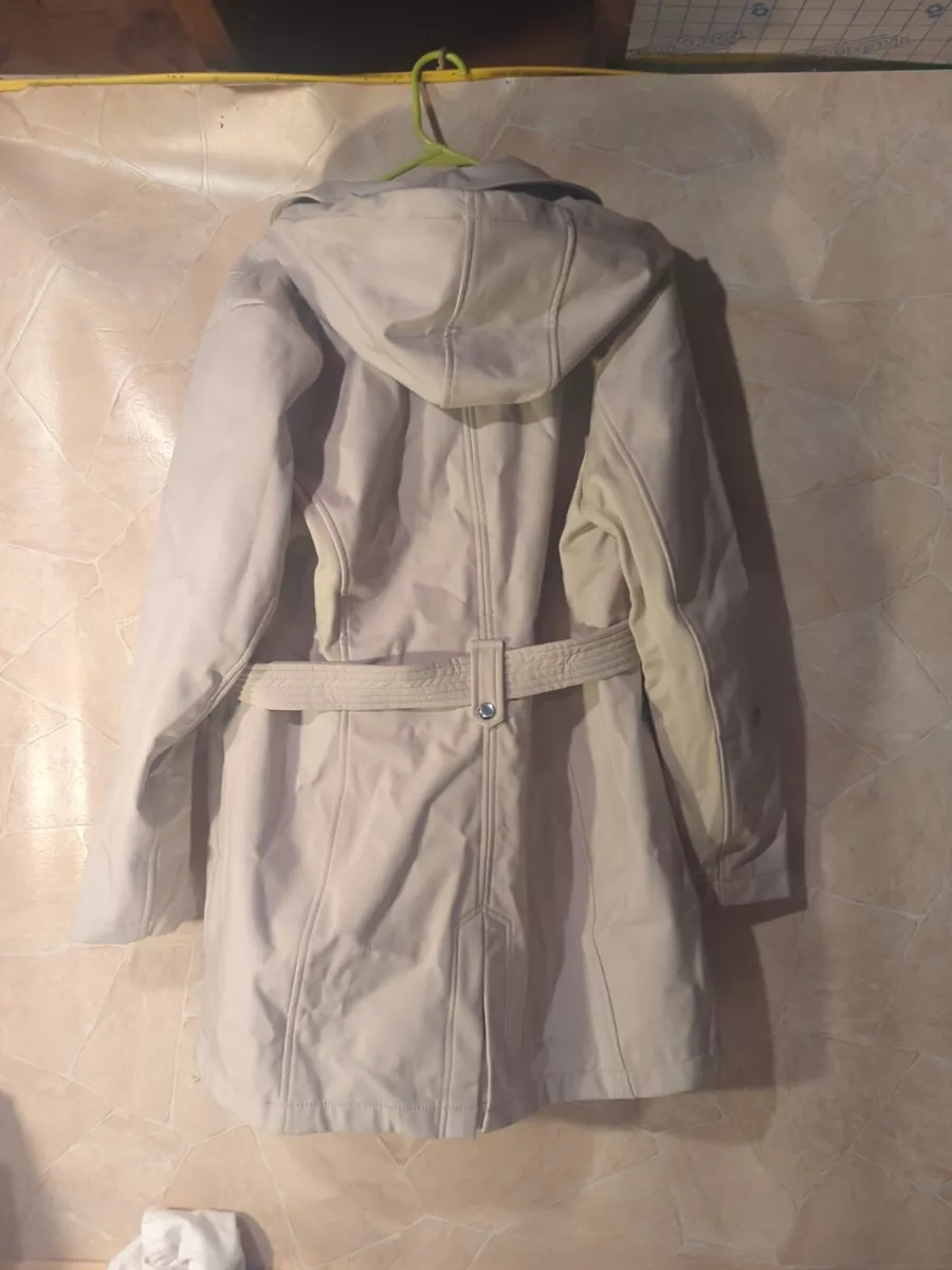 Sebby Collection Trench Coat Women 1X Soft Shell Water Resistant Wind Proof Tan