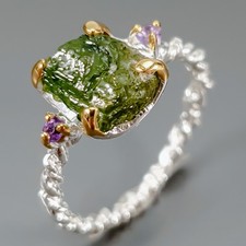 Handmade Natural Tourmaline Ring 925 Sterling Silver Size 7.5 /R455680