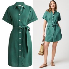 NEW J. Crew Linen-Blend Belted Mini Shirtdress Petite XL Safari Green Normcore