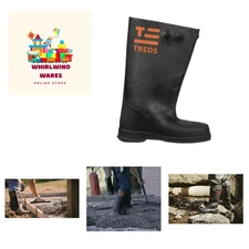 Rubber Concrete Boot, Pull-On Overboot for Construction, Mud & Snow, Size L/X...