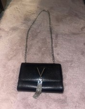 Valentino Divina foldover tassel detail cross body bag in black