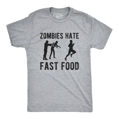 Mens Zombies Hate Fast Food T Shirt Funny Running Halloween Novelty Tee