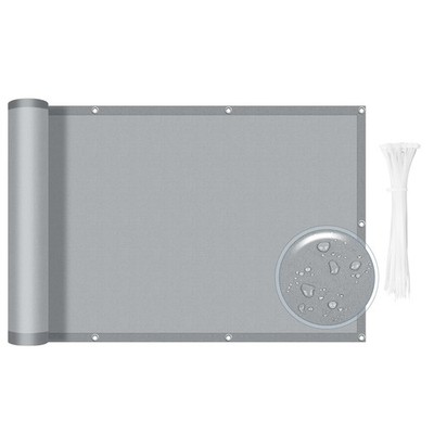 Waterproof Balcony Privacy Screen 3'x10' Grey Fence Cover 100% Polyester Fabr...