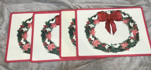 Vintage Pimpernel Feiertag Stechpalmenkranz Korkrücken Tischsets 1993 4er Set - Bild 4 von 9