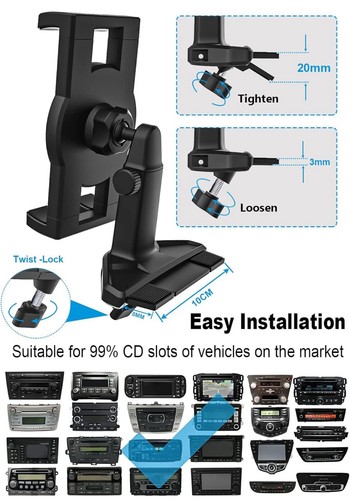 Support Téléphone Tablette Emplacement CD Voiture Support Van Camion Support Fixe Bras Réglable 360° - Photo 9/24