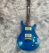 Electric Guitar Blue Flame Maple Top Solid Body Mahogany Body Gold Hardware