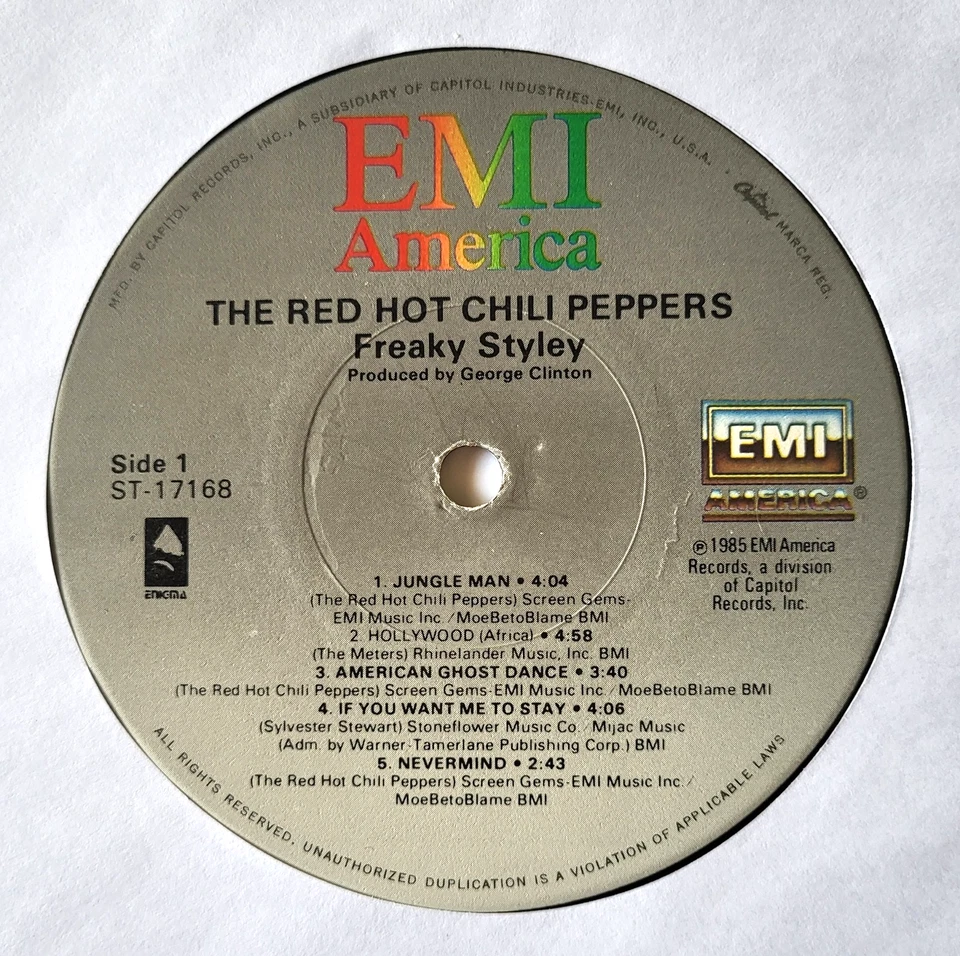 RED HOT CHILI PEPPERS~ Freaky Styley Vinyl ST-17168, 1985 1st Press VG+/VG+ Cond - Image 4 of 4