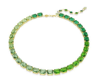 Millenia necklace Octagon cut, Color gradient, Green, 18K gold plated
